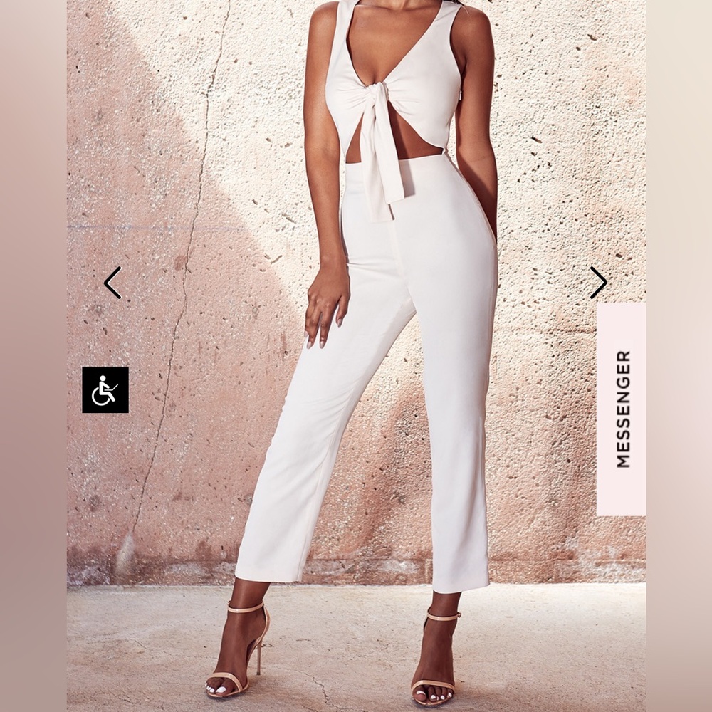 HOUSE OF CB 'Goya' Cream Crepe Jumpsuit